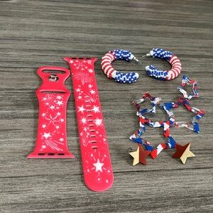 Patriotic Star Earrings and Watch Band Set